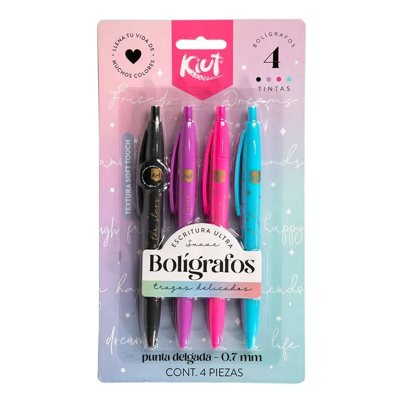 Boligrafos Kiut 0.7mm Retractil c/4 -Norma 