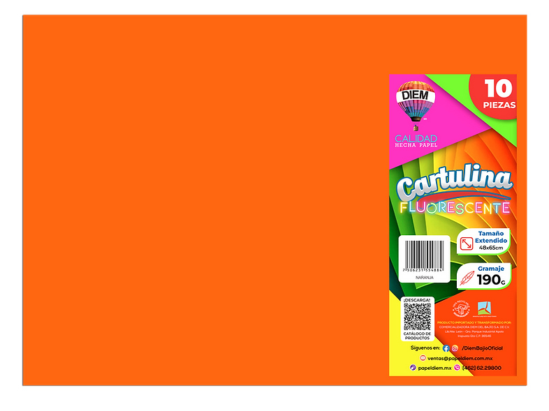 Cartulina Fluorescente 48x65cm -Diem