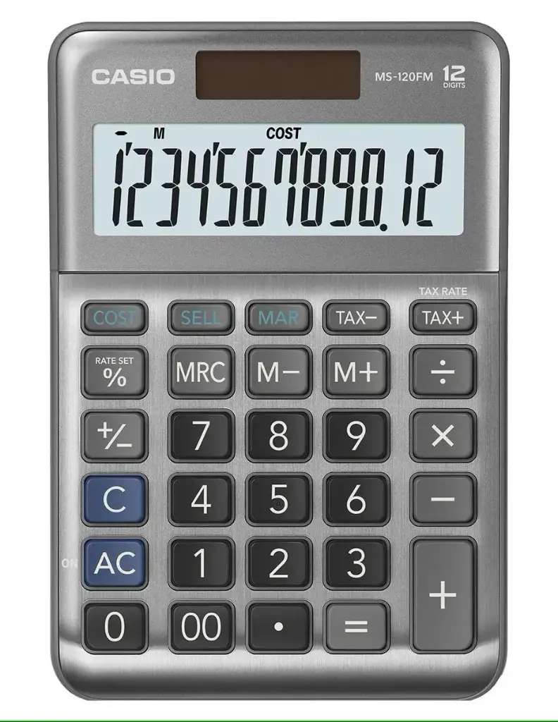 Casio Calculadora MS-120FM Escritorio Gris