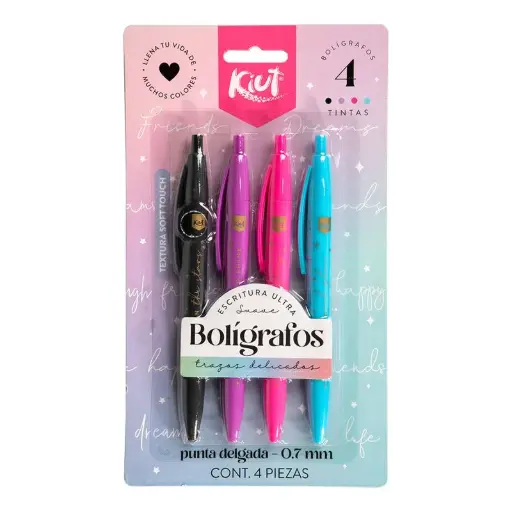 [28189] Boligrafos Kiut 0.7mm Retractil c/4 -Norma 